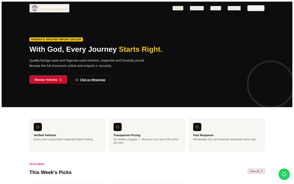 Auto Mercy of God — Vehicle Dealership Platform