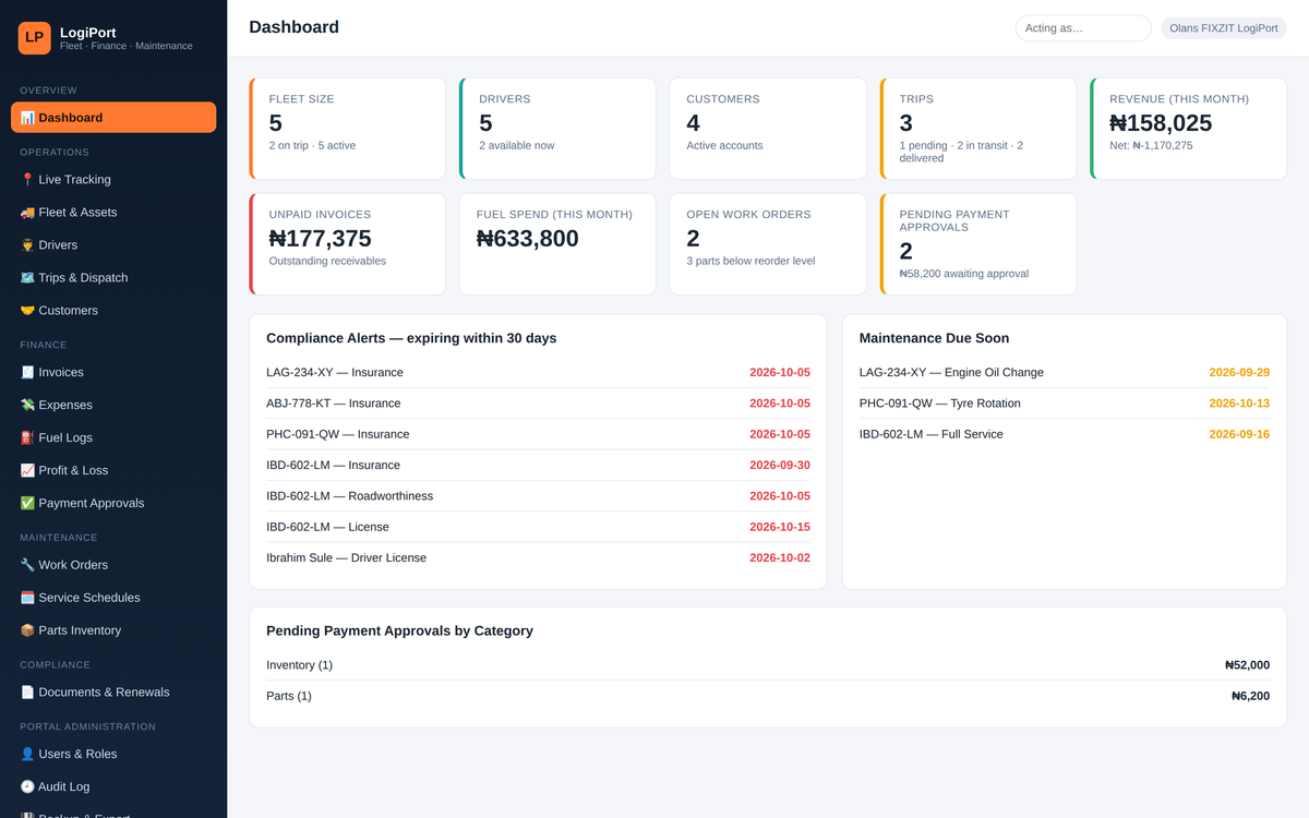 LogiPort — Transport, Haulage & Logistics Portal